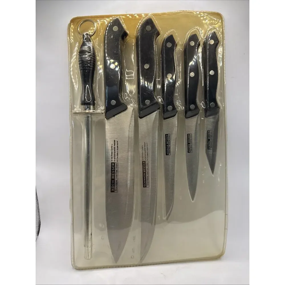 Koch Messer Set Of 5 Kitchen Knifes With Sharpening Steel *
